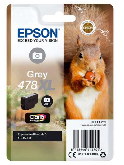 Epson 478XL Gris Cartouche Inkjet Marque Originale C13T04F64010