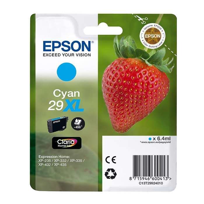 Epson T2992 (29XL) Cyan Cartouche Inkjet Marque Originale C13T29924012