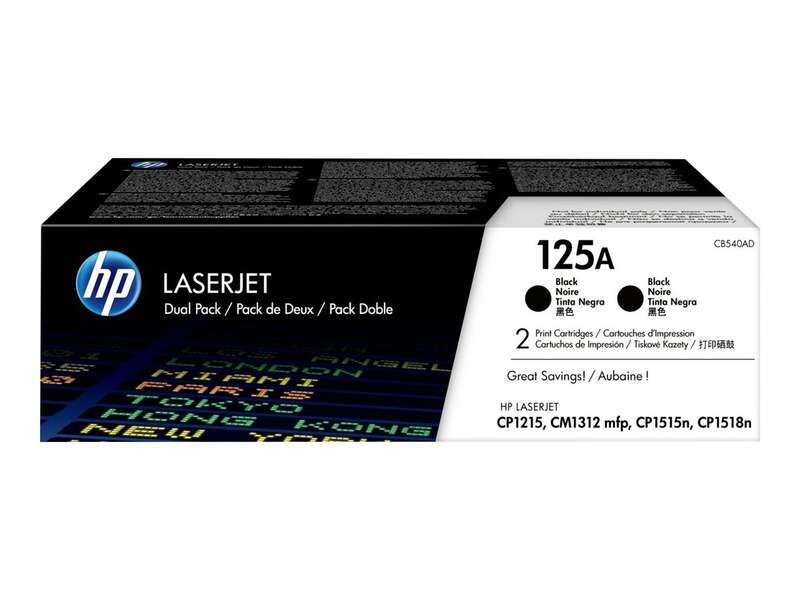 HP CB540A Noir Pack de 2 cartouches de Toner Marque Originales 125A