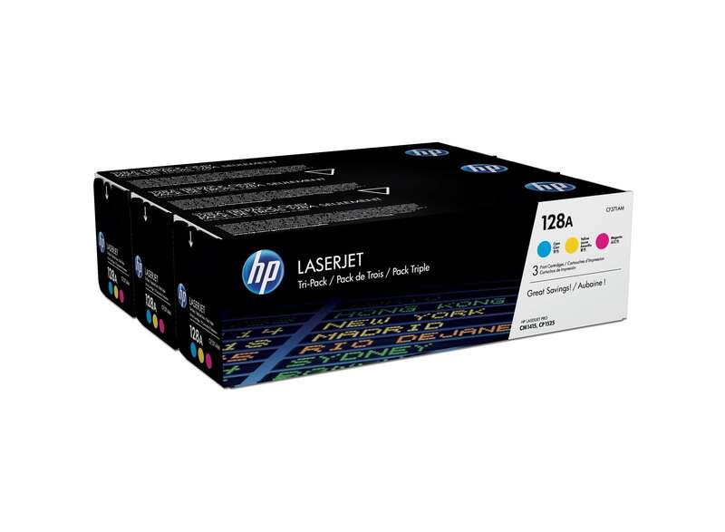 HP CE321A CE322A CE323A Pack de 3 cartouches de Toner Marque Originales 128A