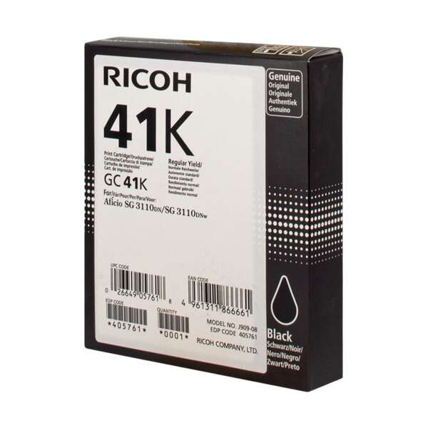 Ricoh GC41 Noir Gel Marque Originale 405761