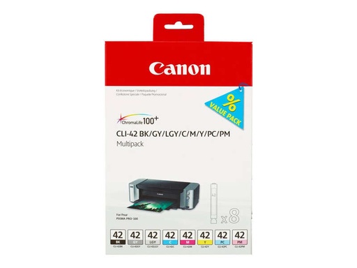 [CA-CLI42VP8-MO] Canon CLI42 Pack de 8 cartouches Cartouche Inkjet Marque Originale 6384B010
