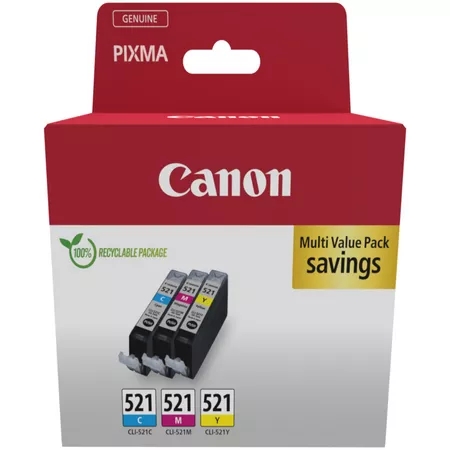 [CA-CLI521VP3-MO] Canon CLI521 Pack de 3 cartouches Inkjet Marque Originale Cyan Magenta Yellow 2934B010