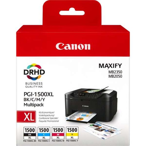 [CA-PGI1500XLVP4-MO] Canon PGI1500XL Pack de 4 cartouches Inkjet Marque Originale 9182B004