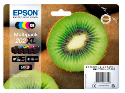 [EP-T02G7-MO] Epson 202XL Pack de 5 cartouches Inkjet Marque Originale C13T02G74010