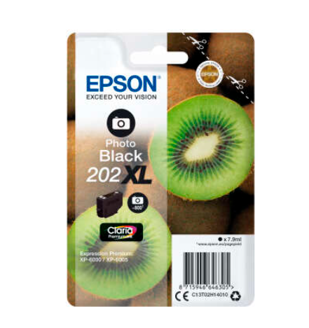 [EP-T02H1-MO] Epson 202XL Noir Photo Cartouche Inkjet Marque Originale C13T02H14010
