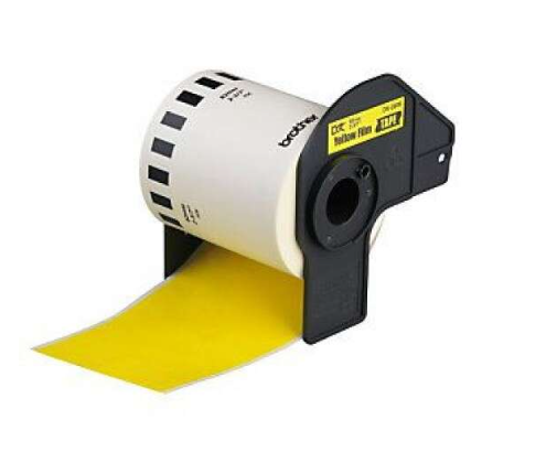 [BR-DK22606-CP] Brother DK22606 Etiquettes Compatible PRO de taille personnalisable largeur 62mm x 15,24 Mètres texte Noir sur fond Yellow