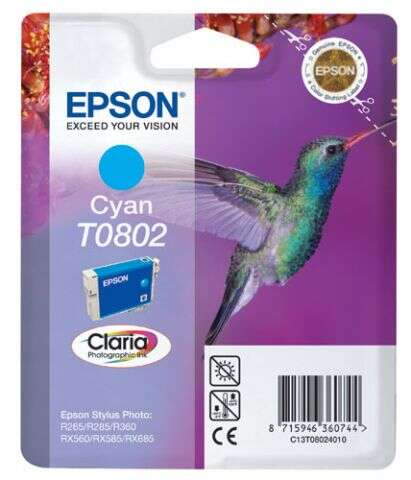 [EP-T0802-MO] Epson T0802 Cyan Cartouche Inkjet Marque Originale C13T08024011