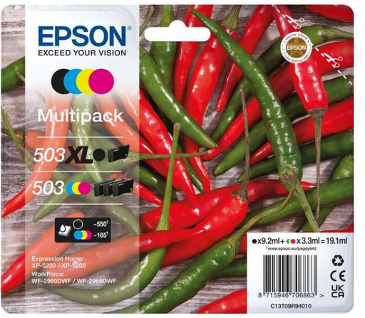 [EP-T09R9-MO] Epson 503XL 503 Pack de 4 cartouches Inkjet Marque Originale C13T09R94010