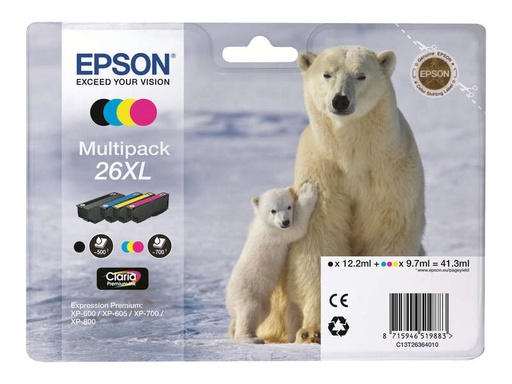 [EP-T2636-MO] Epson T2636 (26XL) Pack de 4 cartouches Inkjet Marque Originale C13T26364010
