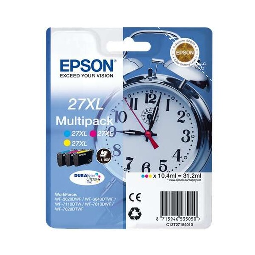 [EP-T2715-MO] Epson T2715 (27XL) Pack de 3 cartouches Inkjet Marque Originale C13T27154012