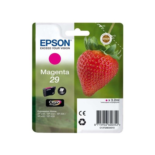 [EP-T2983-MO] Epson T2983 (29) Magenta Cartouche Inkjet Marque Originale C13T29834012
