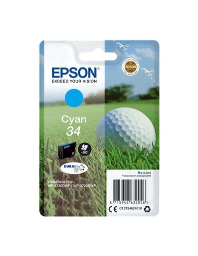 [EP-T3462-MO] Epson T3462 (34) Cyan Cartouche Inkjet Marque Originale C13T34624010