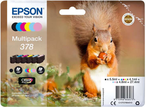[EP-T3788-MO] Epson 378 Pack de 6 cartouches Inkjet Marque Originale C13T37884010