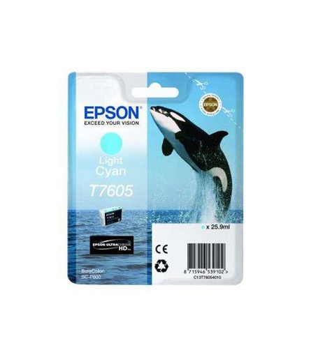 [EP-T7605-MO] Epson T7605 Cyan Clair Cartouche Inkjet Marque Originale C13T76054010