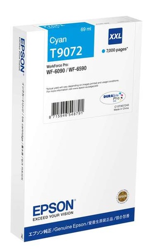 [EP-T9072-MO] Epson T9072 Cyan Cartouche Inkjet Marque Originale C13T907240