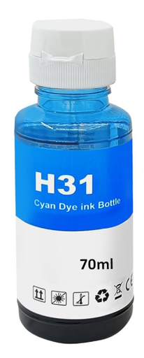 [HP-31CY-CP] HP 31 Cyan Bouteille Inkjet Compatible PRO 1VU26AE