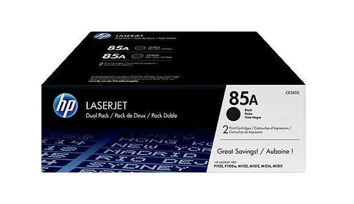 [HP-CE285AVP2-MO] HP CE285A Noir Pack de 2 cartouches de Toner Marque Originales 85A