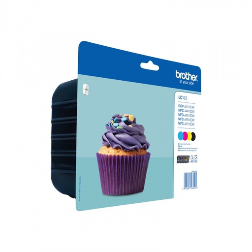 [BR-LC123VP4-MO] Brother LC123 Pack de 4 cartouches Inkjet BLK/CYN/MAG/YEL Marque Originale