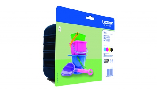 [BR-LC221VP4-MO] Brother LC221 Pack de 4 cartouches Inkjet BLK/CYN/MAG/YEL Marque Originale