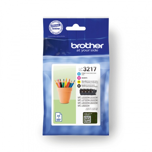 [BR-LC3217VP4-MO] Brother LC3217 Pack de 4 cartouches Inkjet BLK/CYN/MAG/YEL Marque Originale 