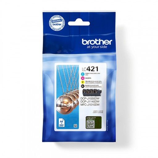 [BR-LC421VP4-MO] Brother LC421 Pack de 4 cartouches Inkjet BLK/CYN/MAG/YEL Marque Originale