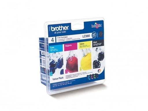 [BR-LC980VP4-MO] Brother LC980 Pack de 4 cartouches Inkjet Marque Originale LC980VAL