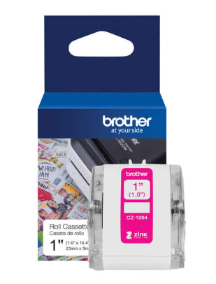 [BR-CZ1004-MO] Brother CZ1004 Rouleau d'etiquettes Marque Originales de taille personnalisable largeur 25mm x 5 Mètres Zero Ink