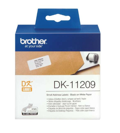 [BR-DK11209-MO] Brother DK11209 Etiquettes Marque Originale prédédoupées spéciales 29x62 mm 800 unités texte Noir sur fond Blanc