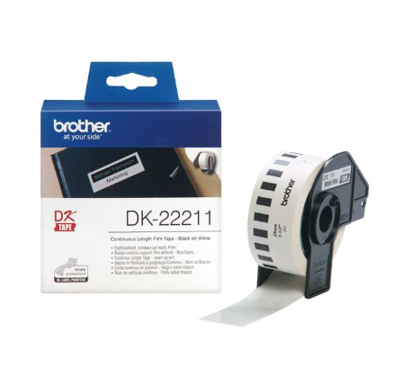 [BR-DK22211-MO] Brother DK22211 Etiquettes Marque Originale de taille personnalisable largeur 29mm x 15,24 Mètres texte Noir sur fond Blanc