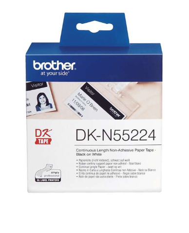 [BR-DKN55224-MO] Brother DKN55224 Etiquettes non adhésive Marque Originale de taille personnalisable largeur 54mm x 30,48 Mètres texte Noir sur fond Blanc