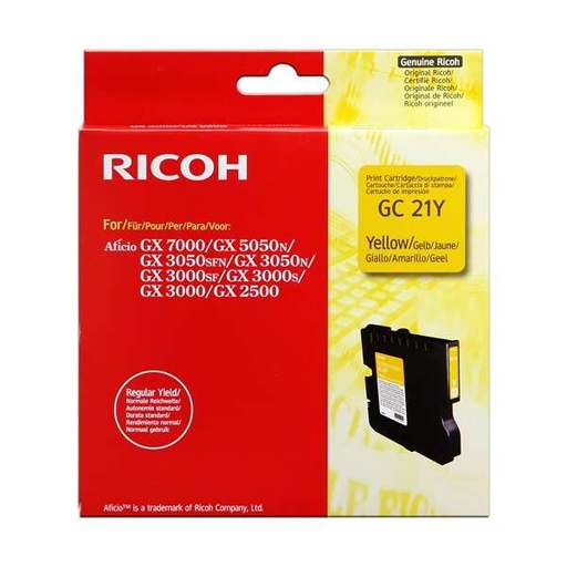 [RH-GC21YL-MO] Ricoh GC21Y Yellow Gel Marque Originale 405535