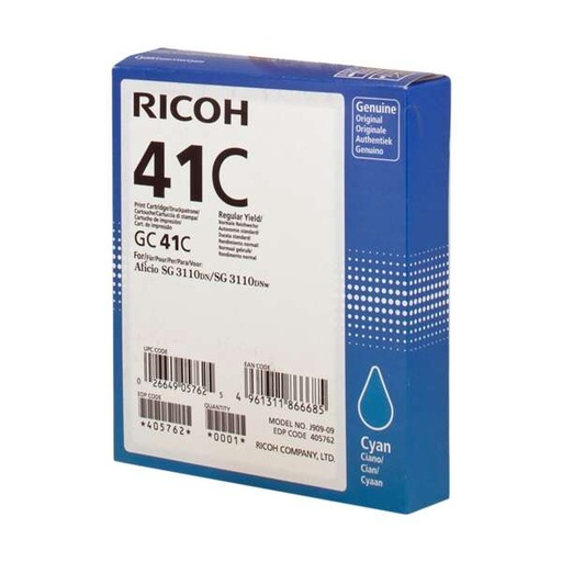 [RH-GC41XLCY-MO] Ricoh GC41 Cyan Gel Marque Originale 405762