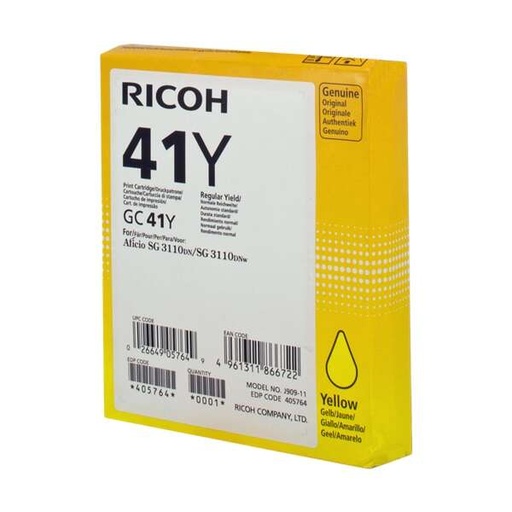 [RH-GC41XLY-MO] Ricoh GC41 Yellow Gel Marque Originale 405764