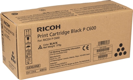 [RH-PC600BK-MO] Ricoh PC600 Noir toner Marque Originale 408314 P C600BK
