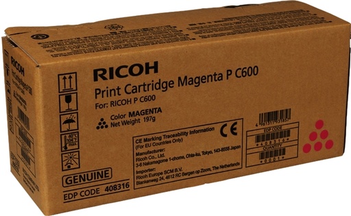 [RH-PC600MG-MO] Ricoh PC600 Magenta toner Marque Originale 408316 P C600M