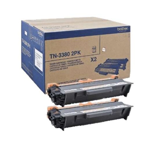 [BR-TN3380VP2-MO] Brother TN3380 Noir Pack de 2 cartouches de Toner Marque Originales TN3380TWIN