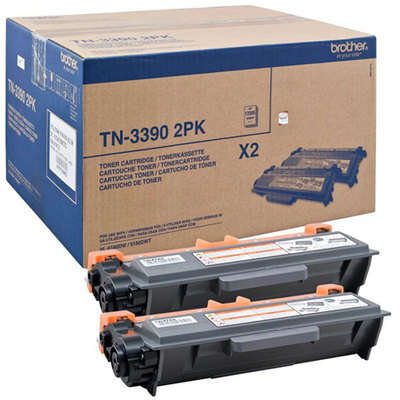 [BR-TN3390VP2-MO] Brother TN3390 Noir Pack de 2 cartouches de Toner Marque Originales TN3390TWIN